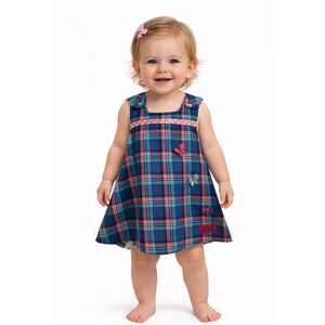 Handmade in Scotland Tiny Tots Togs Reversible Baby Dress Plaid Butterfly